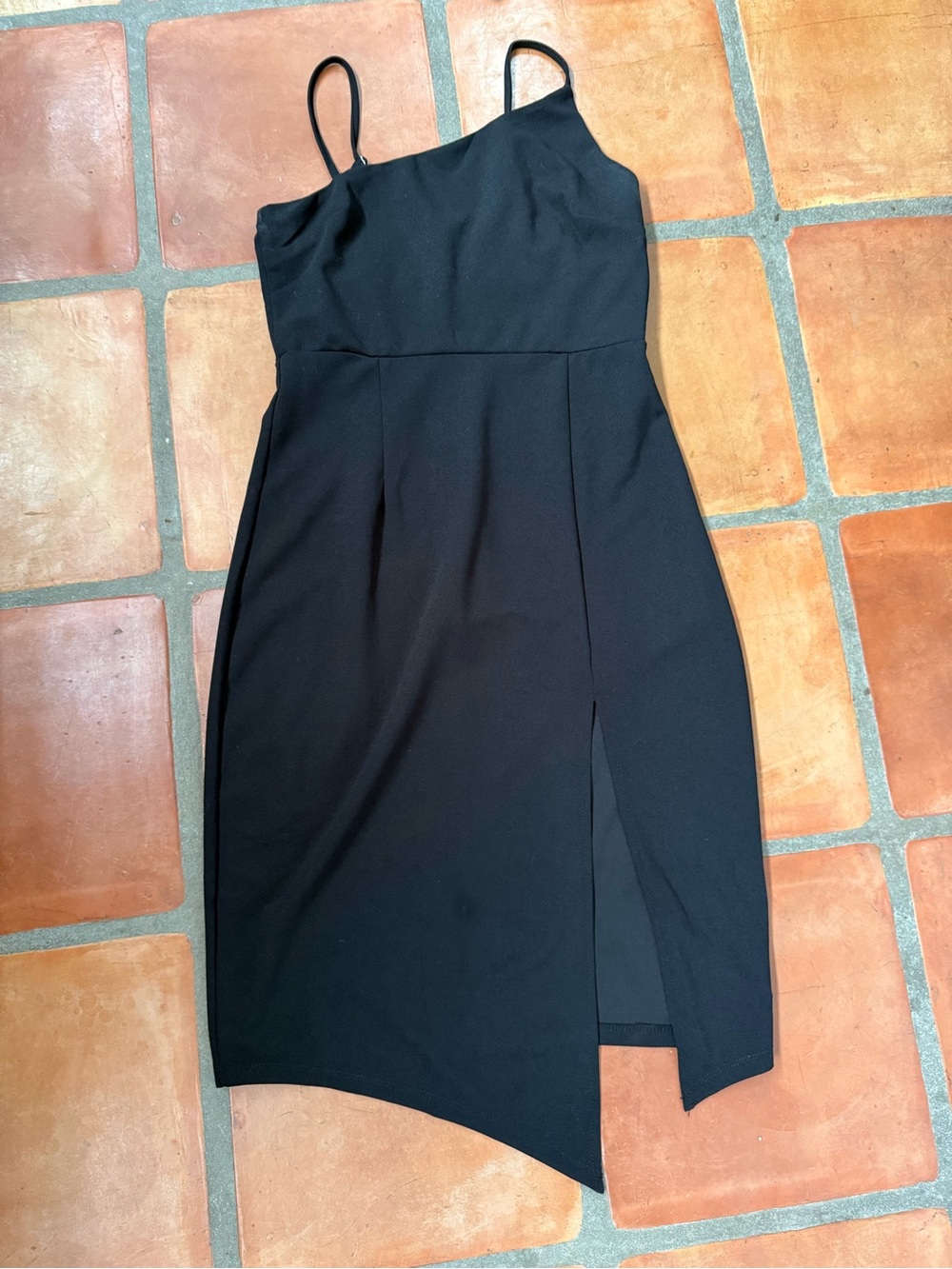 Lulu's Black Asymmetrical Slip Dress